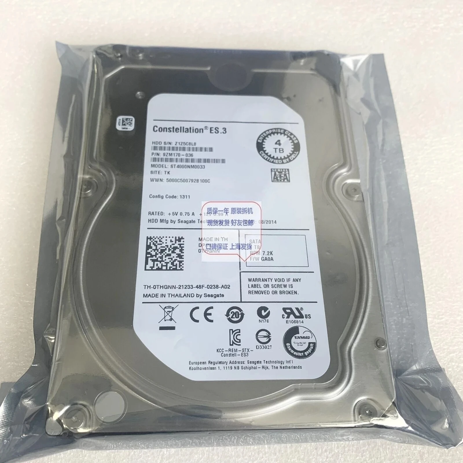 

For THGNN R730 T640 4TB ST4000NM0033 0THGNN Used