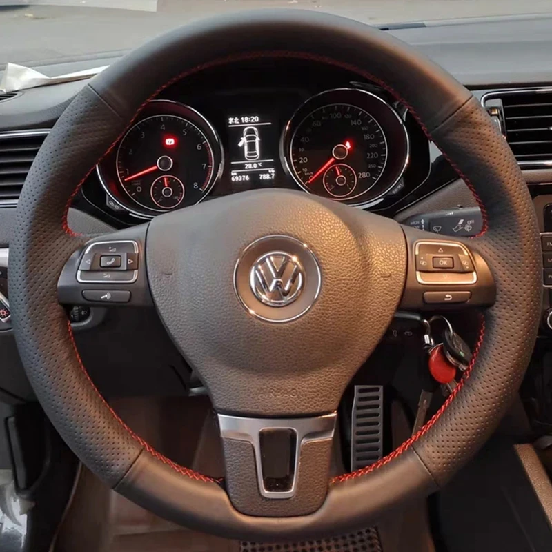 

Car Steering Wheel Cover for Volkswagen VW Golf Tiguan Passat B7 Passat CC Touran Genuine Leather Steering-Wheel Accessories