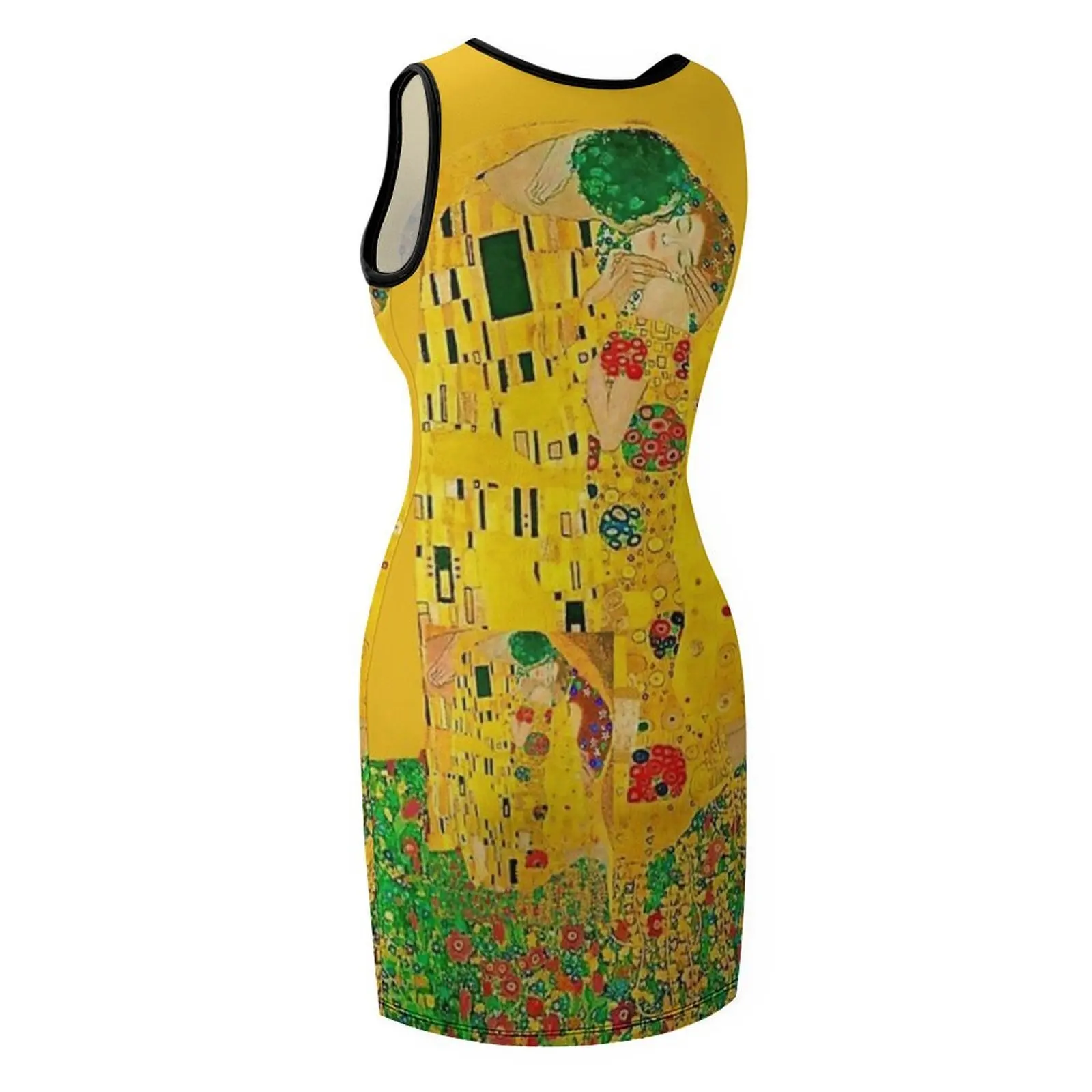 Der Kuss, von Gustav Klimt 1907, ausgeschnittene Version, digital verbessert von WatermarkNZ Press, ärmelloses Sommerkleid, Damenkleider für den Sommer
