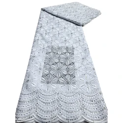 PGC White African Lace Fabric 2024 High Quality Swiss Voile Lace Fabric  Embroidered Nigerian Lace Fabrics Party Dress For Women