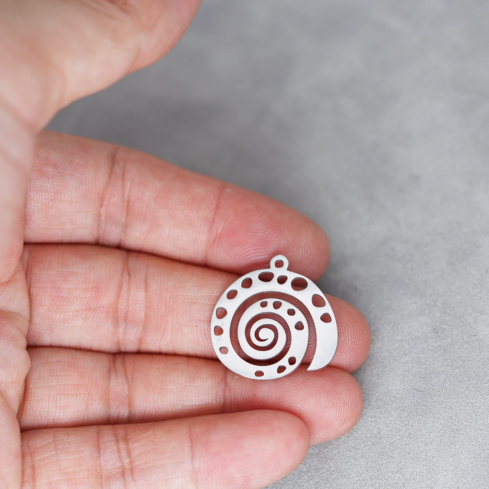 3pcs Stainless Steel Geometric Sea Shell Spiral Pendant Accessories For Fashion Jewelry Making DIY Handmade Craft