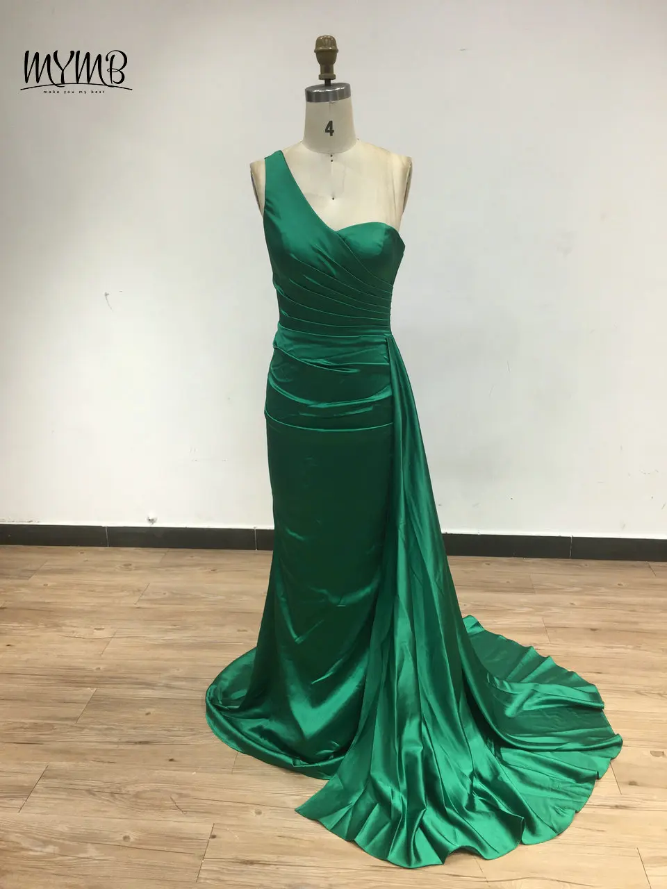 

MYMB Brown One Shoulder Mermaid Elegant Bridesmaid Dresses Arabic Pleat Long Ribon Modest Evening Gowns for Women Celebrity