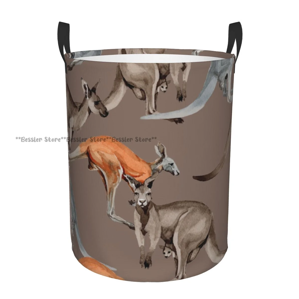 Waterproof Storage Bag Kangaroo Wild Animal Household Dirty Laundry Basket Folding Bucket Clothes Organizer