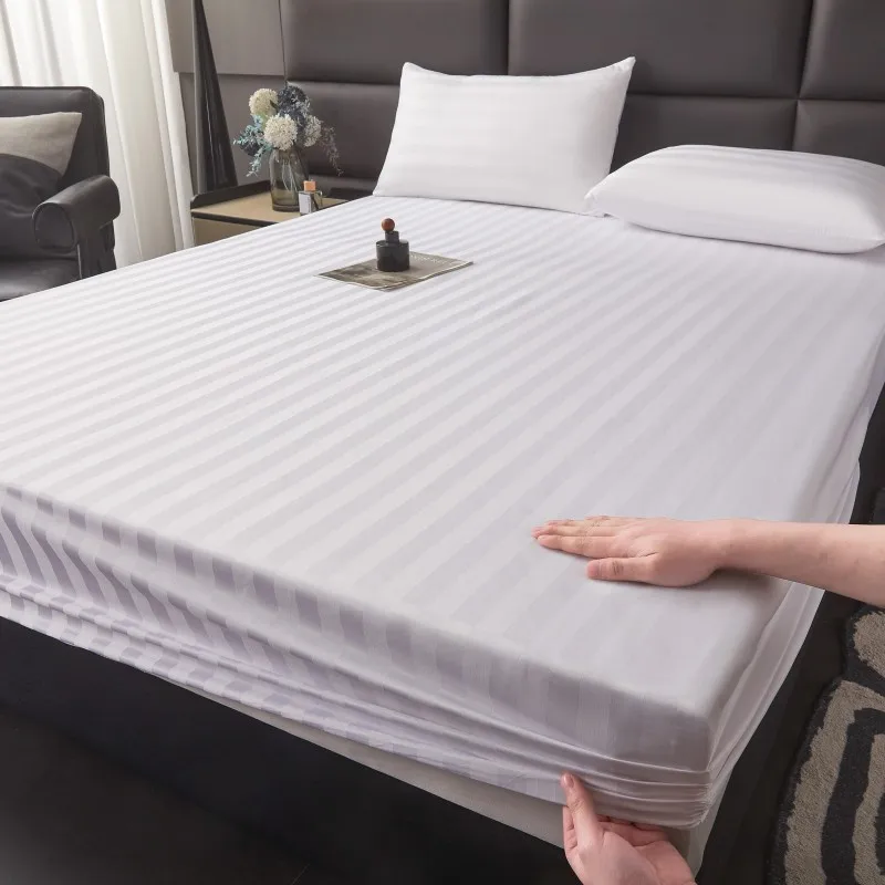 Household color satin mattress protector pure white tribute satin fitted sheet single piece without pillowcase