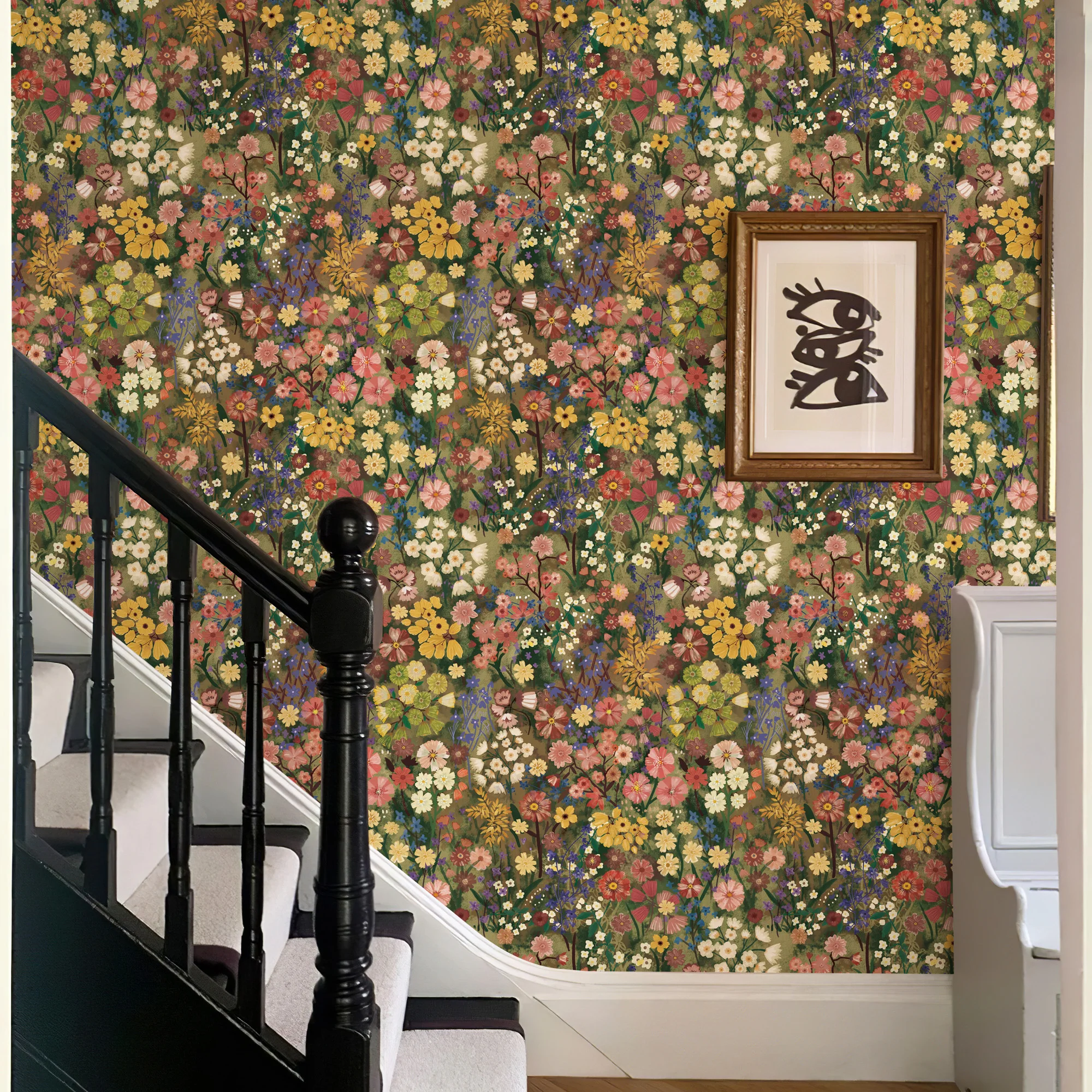 Peel And Stick PVC Morden Crush Floral Vinyl Wallpaper Waterproof Yellow Flower Wall Decal Living Room Kitchen Bedroom Decor