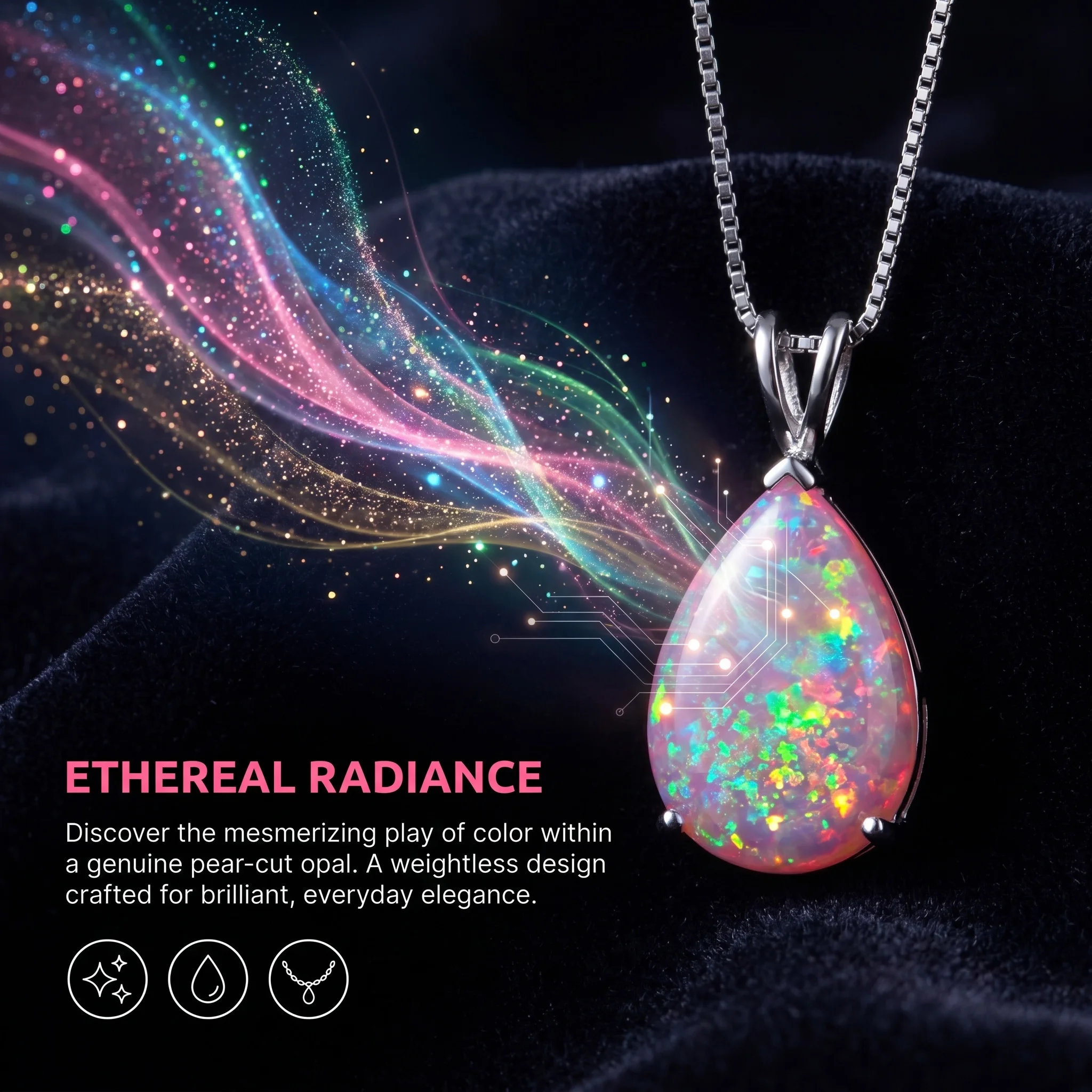 Women's 7-Color Opal Pendant Necklace, Dainty Gift