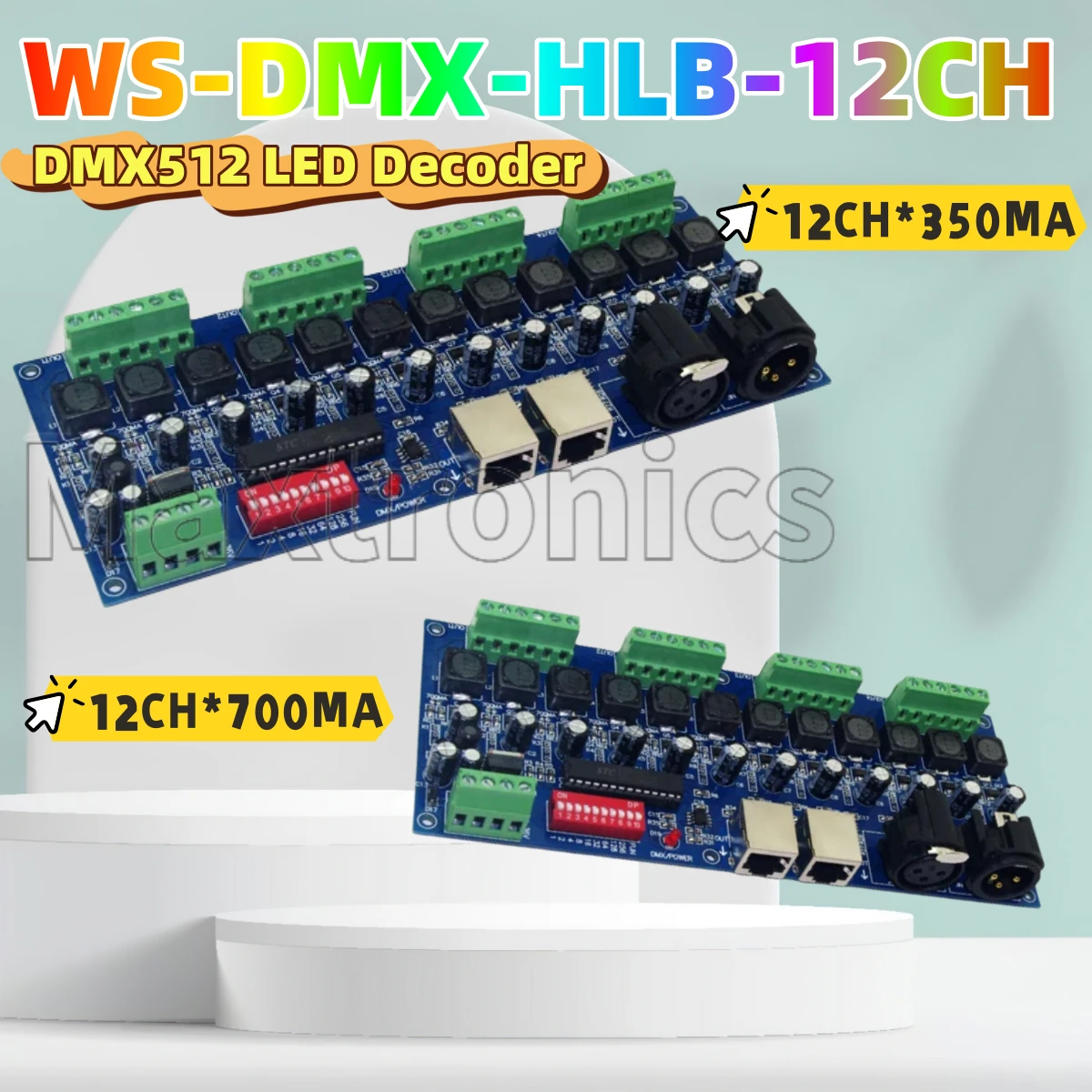 350MA/700MA*12Channel Constant Current 12CH DMX512 Dimmer LED Decoder & RJ45 3P Controller Dimmer for RGB LED Strip Lamp Lights