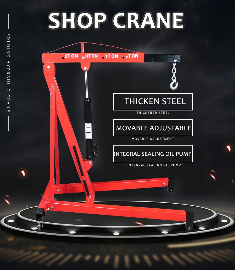 2 Ton 3T Mini Mobile Hydraulic Engine Hoist Crane Hoist Lift Portable Foldable Engine Shop Crane Hoist For Sale