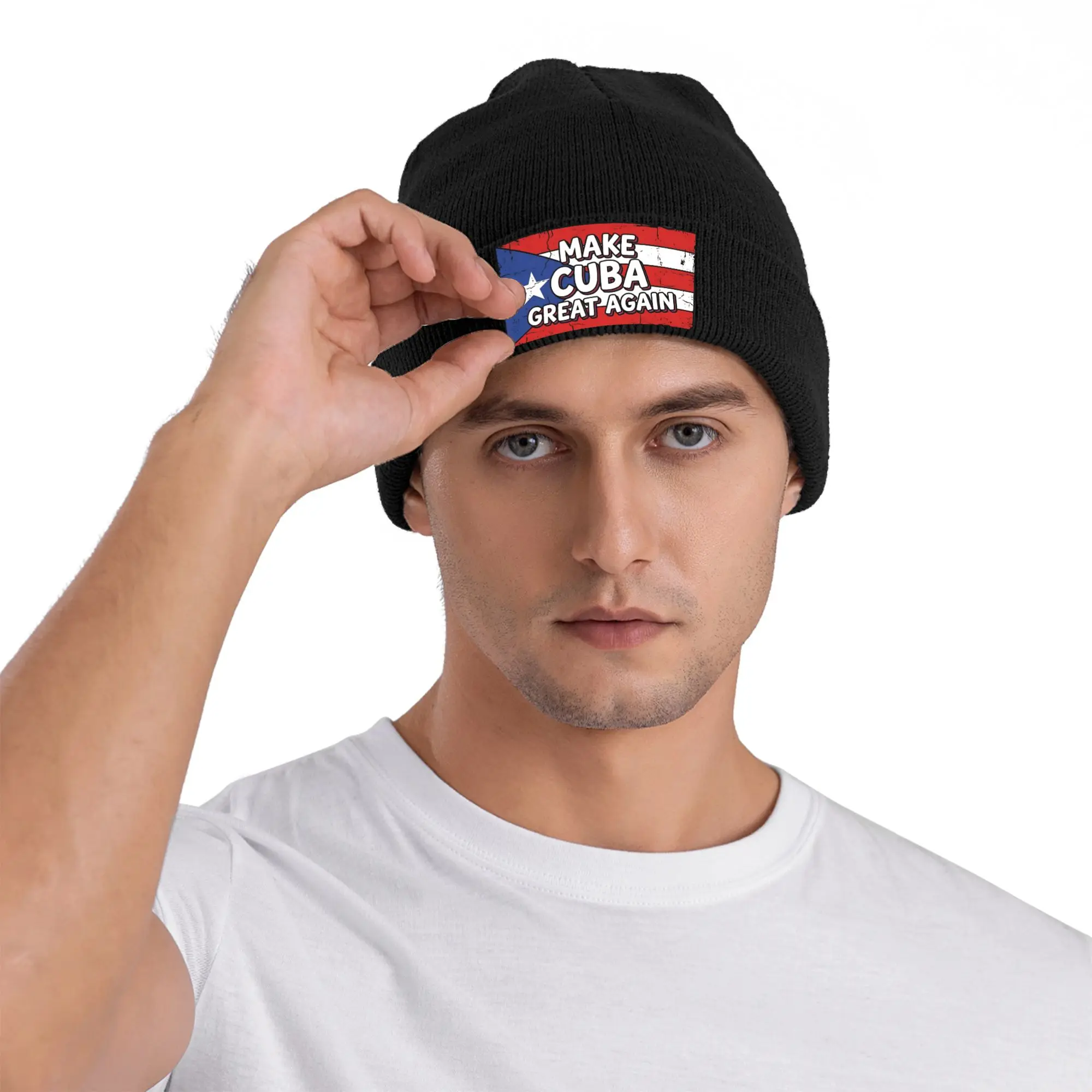 Men Women Unisex Make Cuba Great Again Beanie Hats  Cute Knit Hat Autumn Kpop Caps Graphic Elastic Bonnet Hats