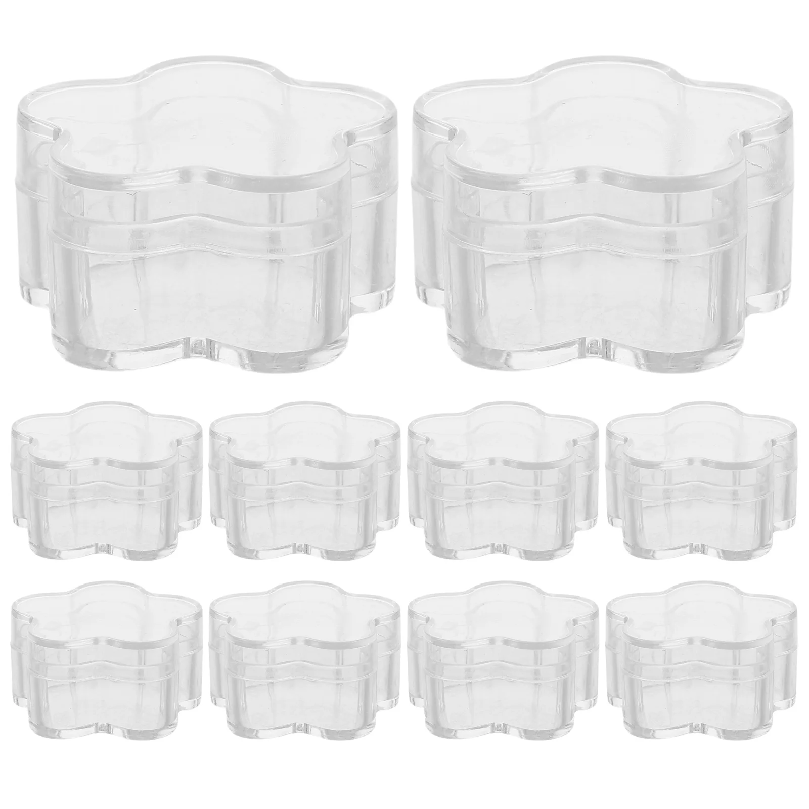 10 pçs em forma de flor caixa de armazenamento da arte do prego transparente para strass gemas lantejoulas organizando titular plástico transparente recipiente tampa