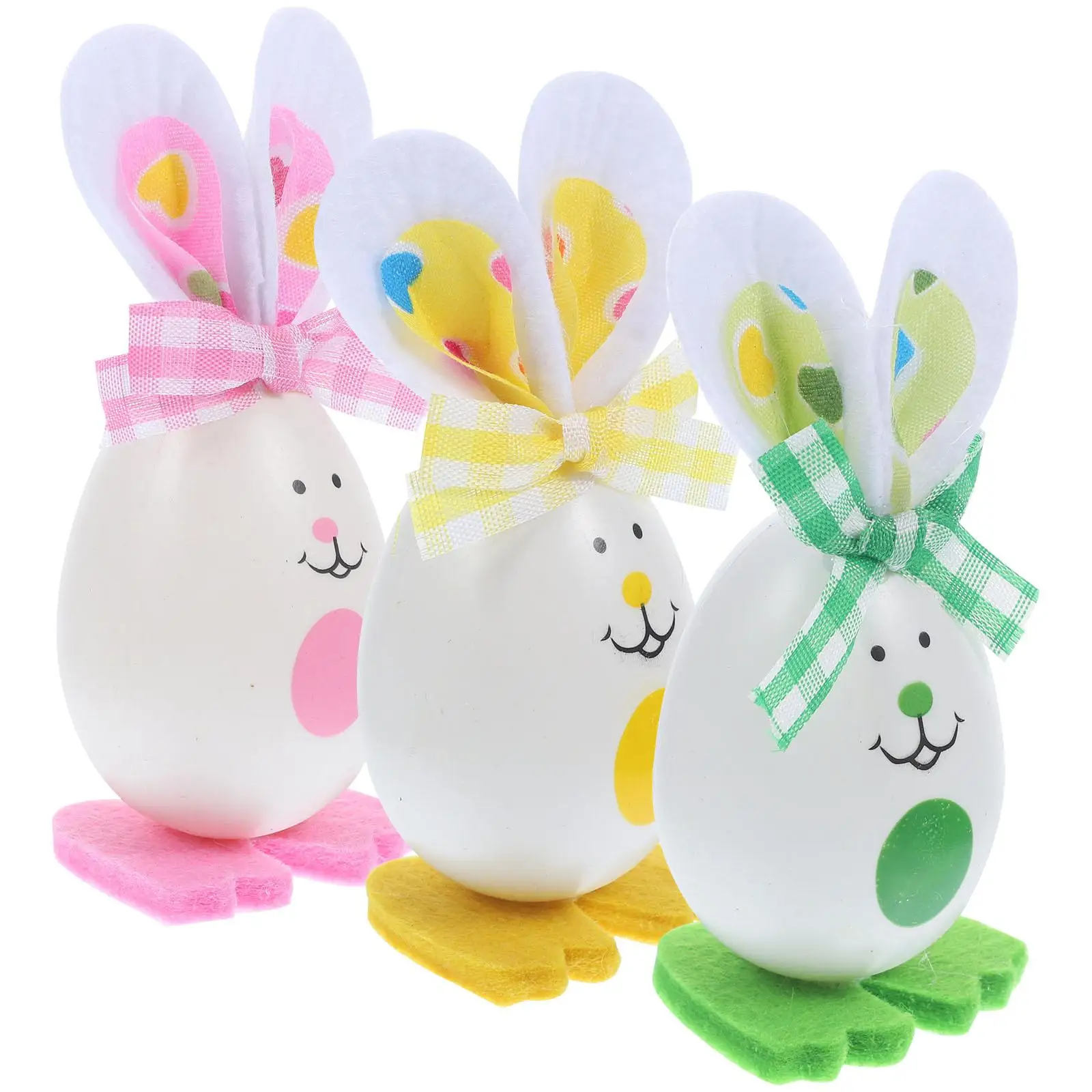 

3 Pcs Easter Bunny Decor Plastic Cloth Lovely Design Desktop nament Gifts Kids Toys Figurine Adornment Christmas