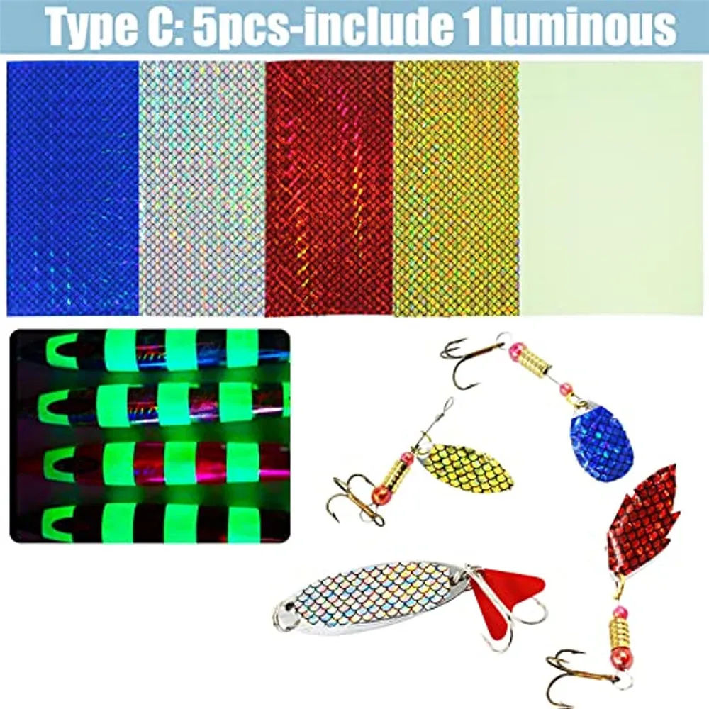 77PCS Holographic Fishing Lure Sticker With 5D Fish eyes Fish Scales Tape Luminous Sticker DIY Making Fishing Lure Accessories