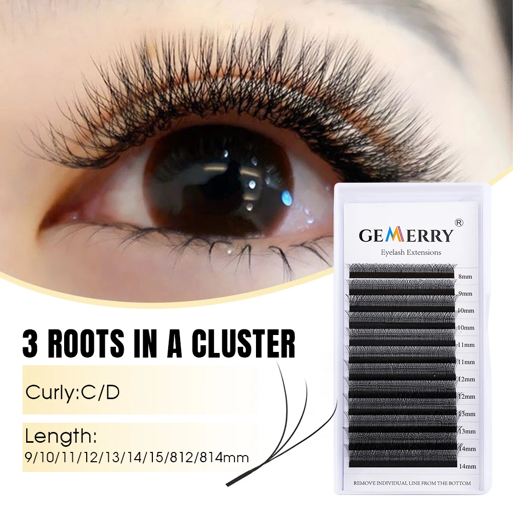 10pcs 3D W Shape Lashes Eyelash Extensions Wholesale Gemerry Premade Volume Fan Makeup Tool Natural Faux Mink Individual Eyelash