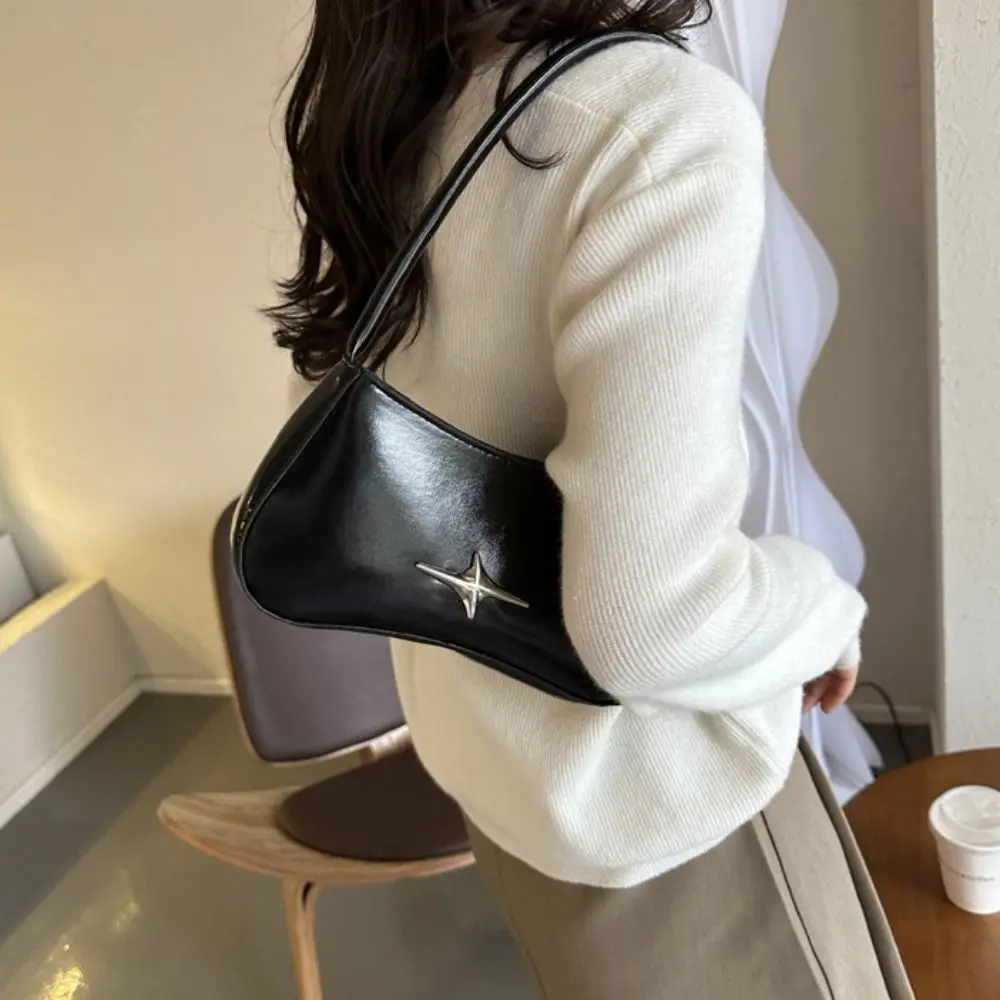 

Large Capacity Pu Leather Underarm Bag All-match Classic Y2K Small Purse Minimalist Top-handle Commuting Shoulder Bag Girls