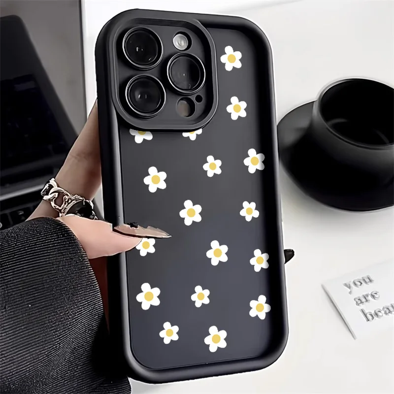 Flower Liquid Silicone Case For iPhone 16 Cover iPhone 15 Pro Max 14 13 12 11 7 8 Plus XS X XR SE 2020 Soft TPU Shockproof Funda