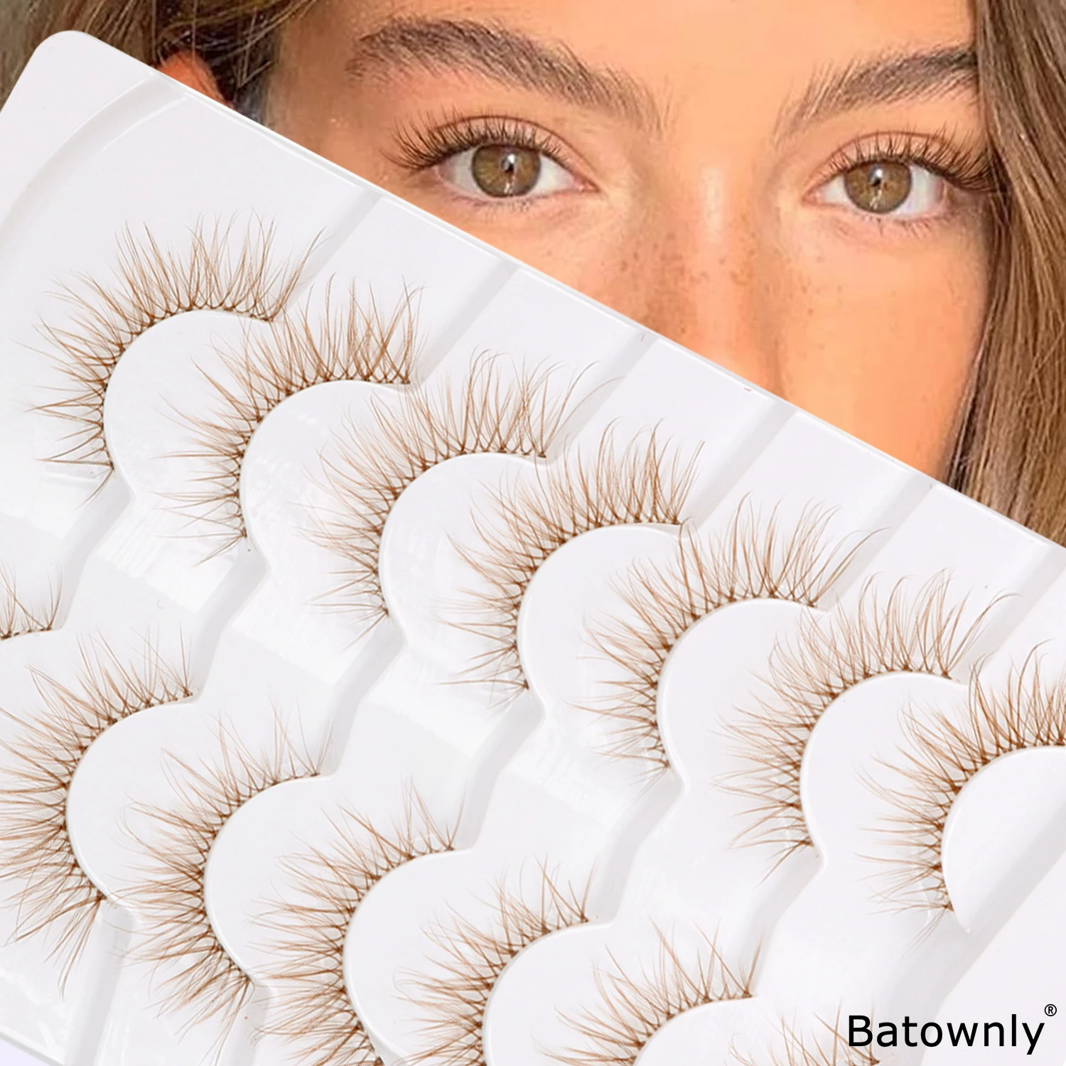7 paia di ciglia finte marroni C ricci con stelo trasparente Le ciglia finte naturali sono adatte per tutti i giorni/festival