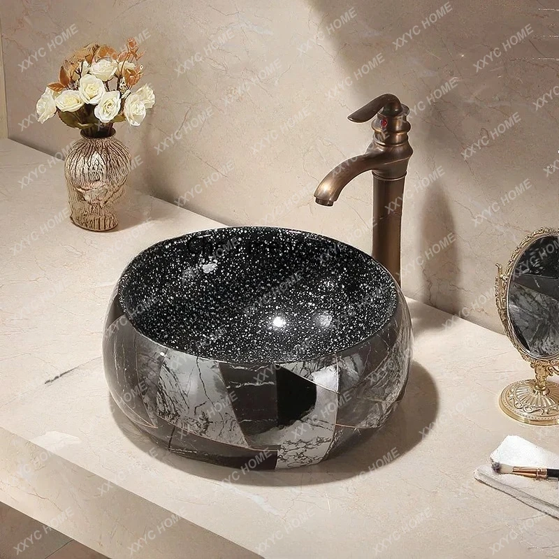 Home Creative Ceramic Wash Basin Bathroom Sinks Oval Bathroom Washbasins Toilet Washing Sink Black Above Counter Basin