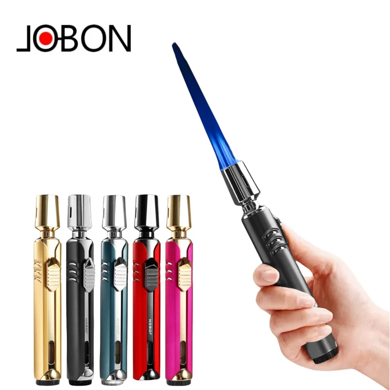 JOBON Three Turbo Metal Blue Big Flame Gas Lighter Spray Gun Kitchen Cooking Windproof BBQ Jewelry Welding Cigar Lighters