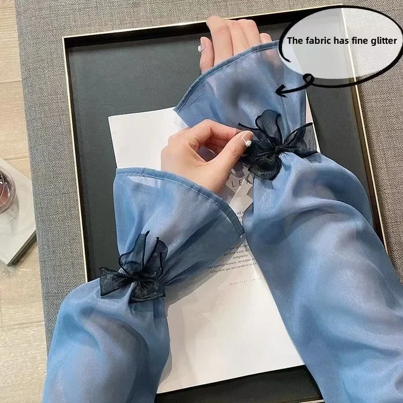 ファッション UV 保護日焼け防止スリーブ通気性アイスシルクちょう結びスリーブスポーツ日焼け止めアームスリーブ夏屋外