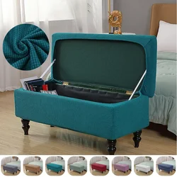 Polarowy pokrowiec na stołek do przechowywania Stretch Piano Ottoman Pokrowce na podnóżki Antypoślizgowy prostokątny podnóżek do sypialni Slipcover Home Decor