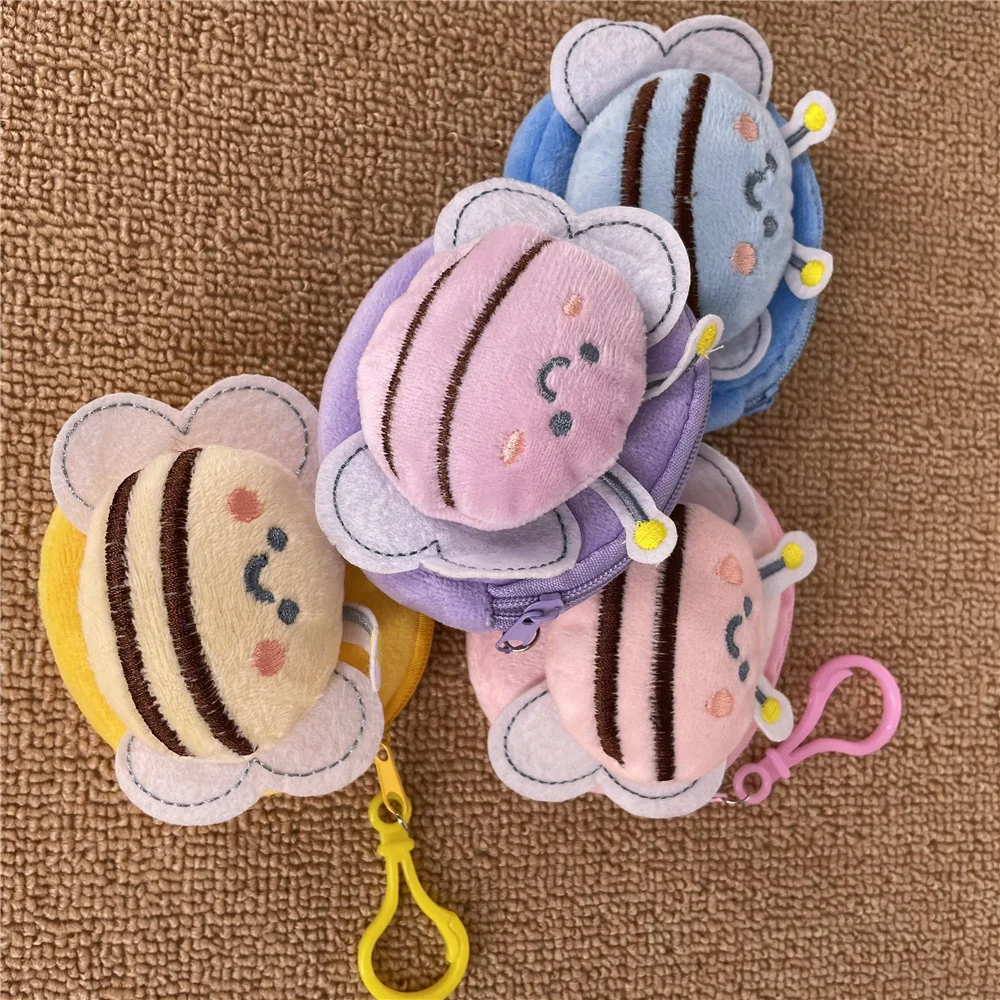 30PCS 4Colors 8CM Coin Bag , Key Chain Pocket Coin Wallet Pouch