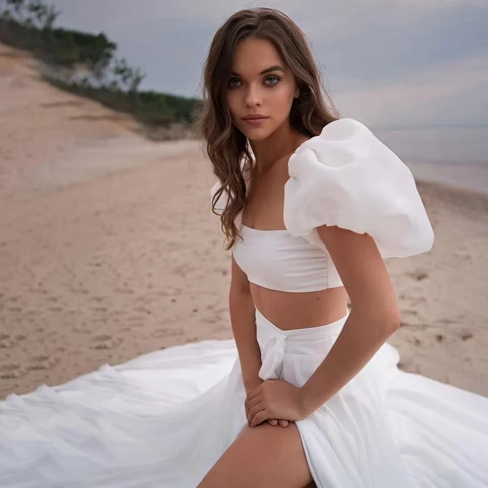 Jupe Longue en Mousseline de Soie avec Poignée Amovible pour Patients Boho, Fente Latérale Haute, Idéale pour Mariage, ixFormelle, Train, Plage, Personnalisée