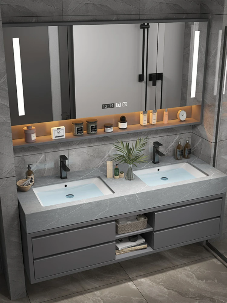 Light luxury toilet, slate integrated bathroom cabinet, combined washstand