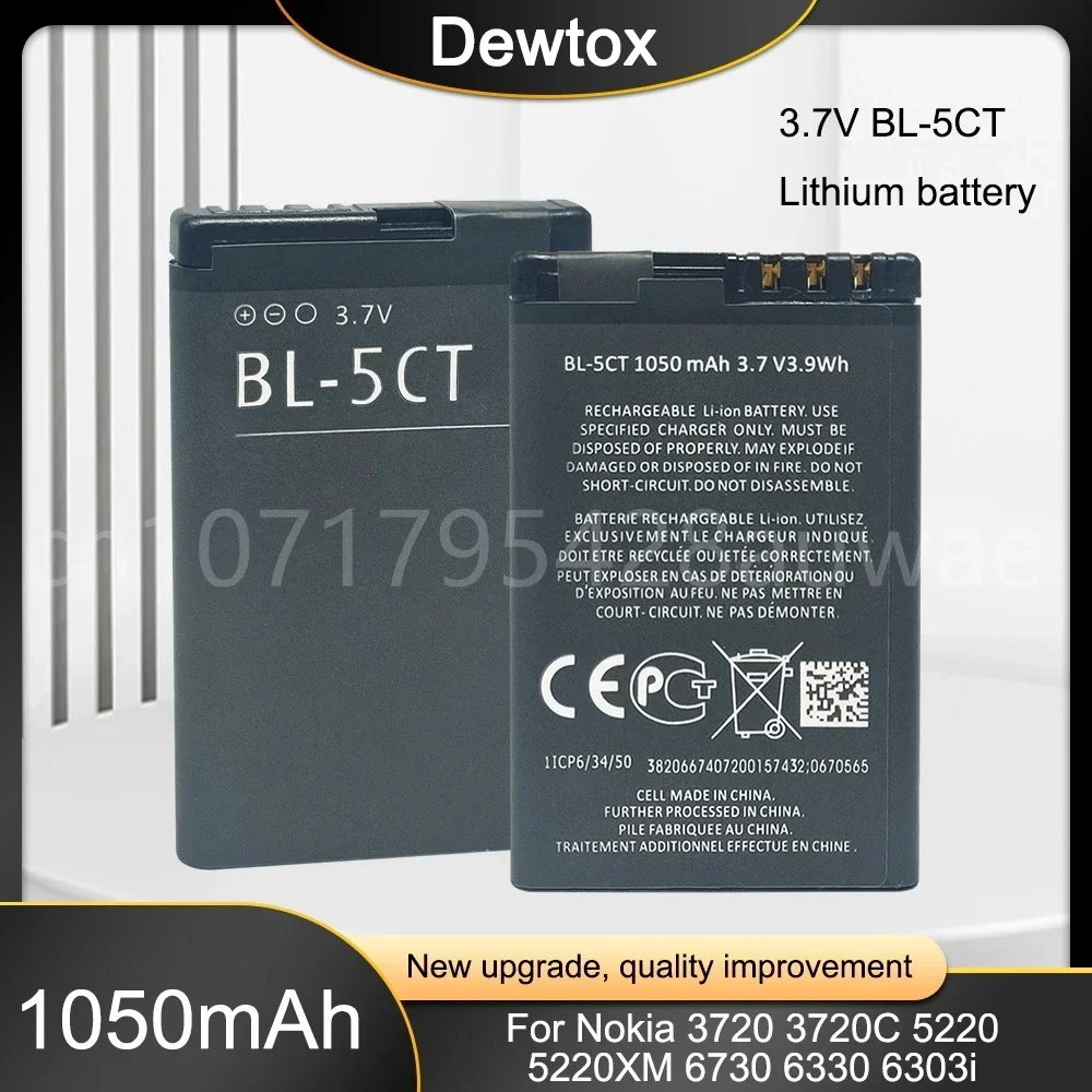 BL-5CT BL5CT Battery for Nokia 3720 5220 5220XM 6330 6730 6303i C5-02 BL 5CT High Quality 1050mAh Batteries