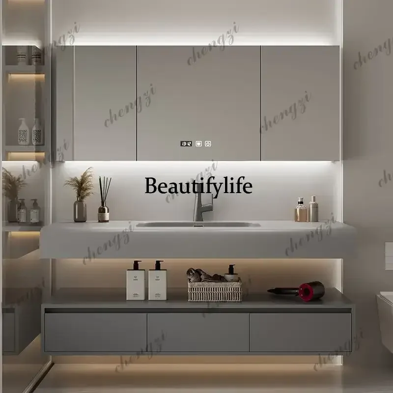 Stone integrated basin bathroom wash basin hotel bathroom cabinet wash basin combination b567