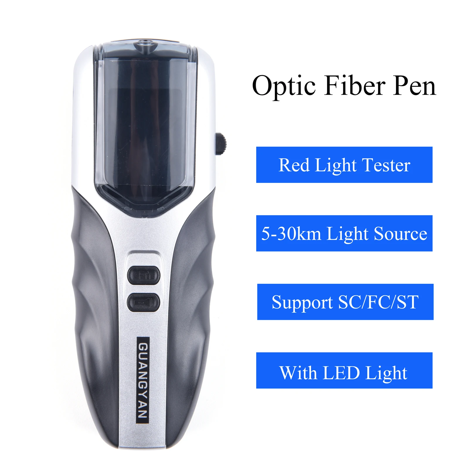 

Fiber Optic Cable SC/FC/ST Tester Pen 5/15/20/30KM Adjustable Red Laser Optical Visual Fault Locator VFL Optic Fiber Test Tool