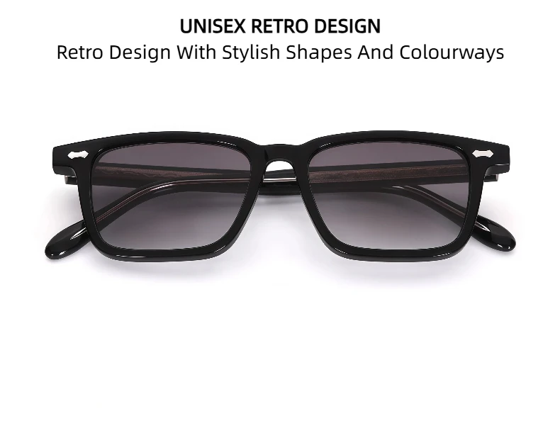 LumoGaze Modische Retro Quadratische Damen-Sonnenbrille Retro Herren-Luxus-Sonnenbrille mit Nieten-Design Handgefertigte Acetatfaser-Sonnenbrille UV400 – Detail 11