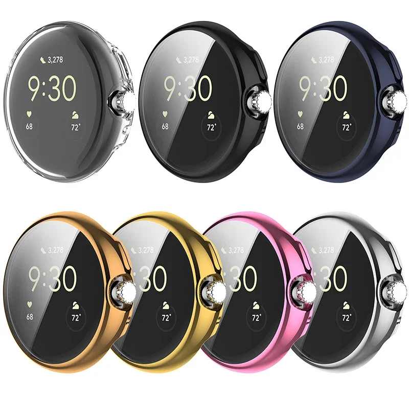 Custodia di classe placcatura per Google Pixel Watch 3 2 1 Proteggi schermo in vetro temperato a copertura totale Smart Watch Shell per Pixel Watch