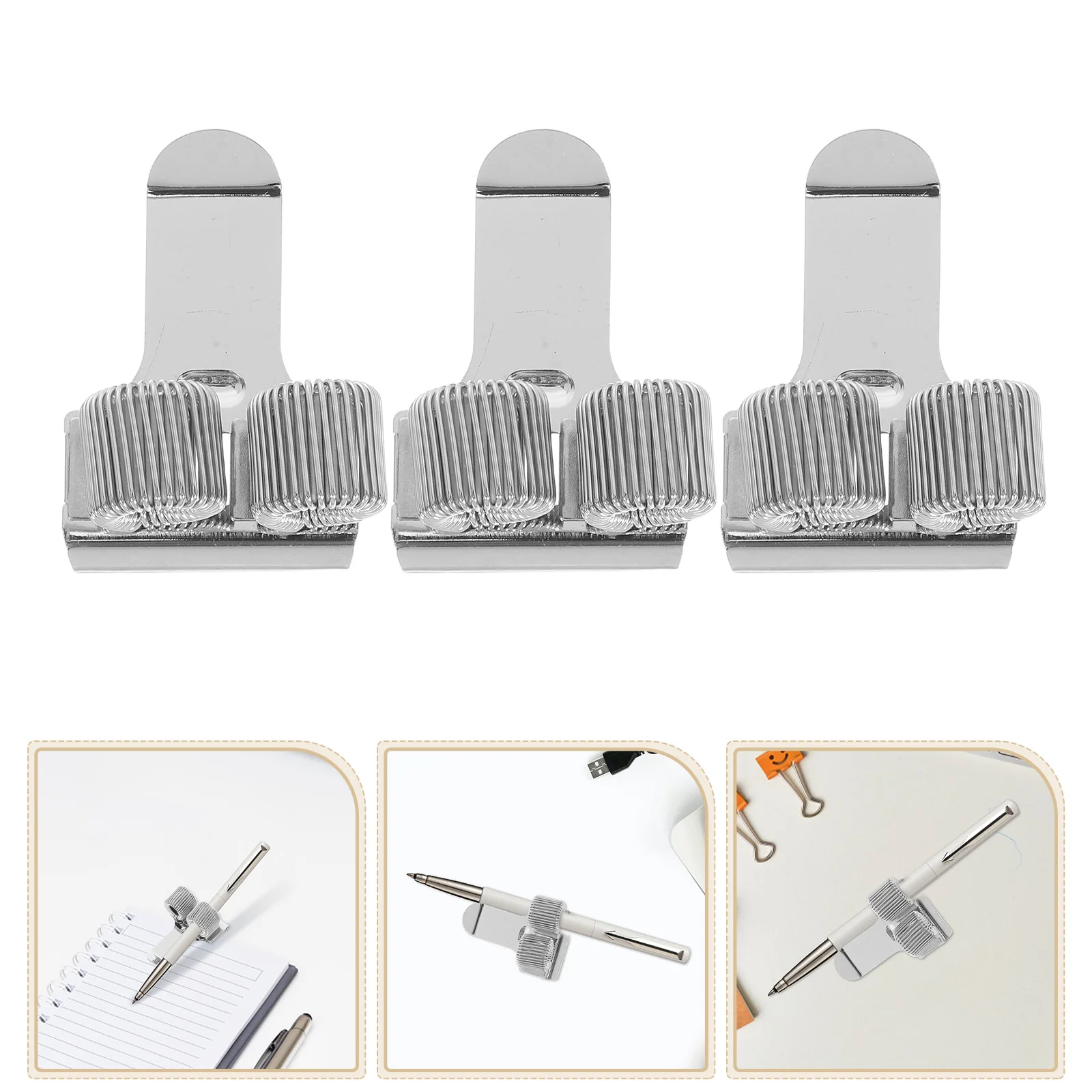 

5Pcs Metal Pen Clip Holders Versatile Portable Design for Various Writing Instruments Home School Office Supplies
