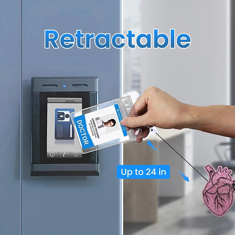 引き込み式のハートIDカードホルダー,紛失防止バッジ,ナイロンコード,フラットIDストラップ,看護師