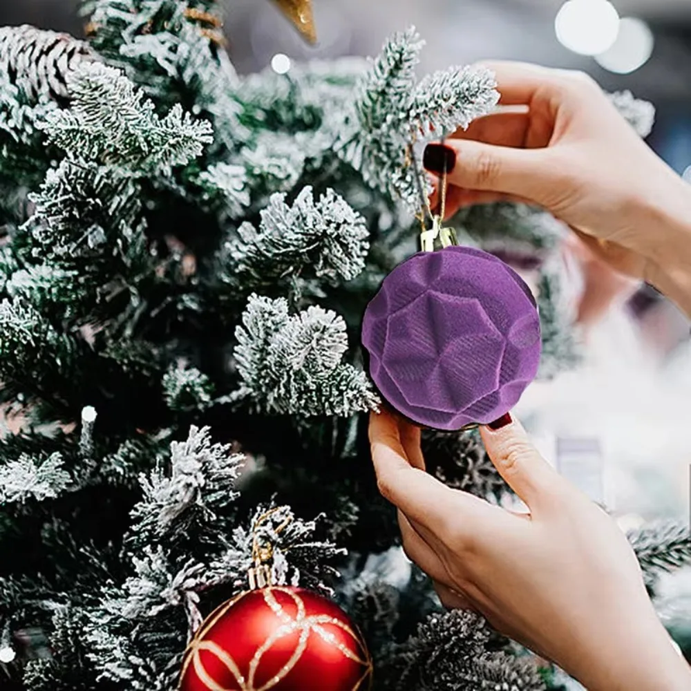 

12pcs Christmas Tree Velvet Ball Ornaments Creative Colorful Hanging Ornaments Holidays Decoration Simple Pendant Decorations