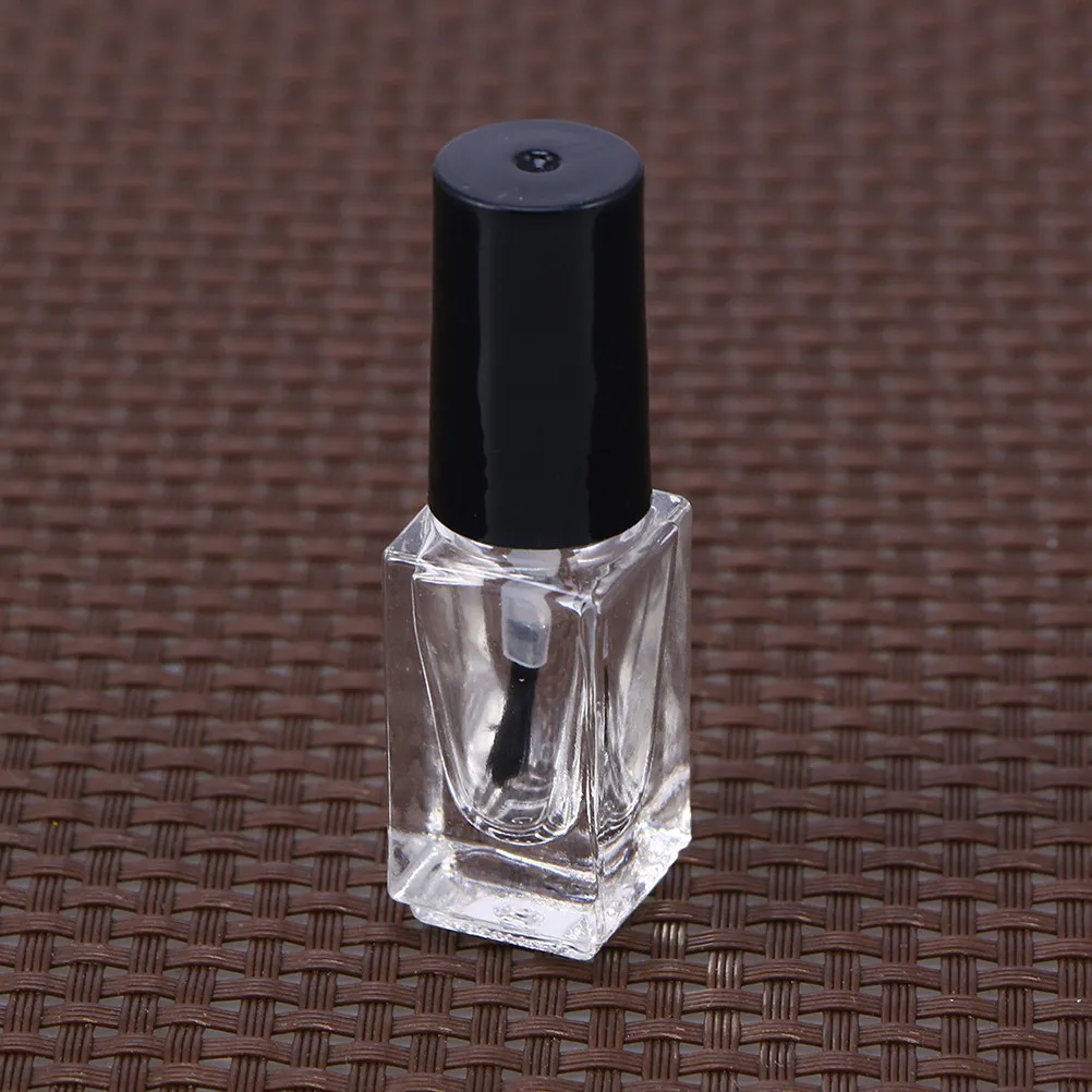 

15Pcs Premium Transparent Glass Nail Polish Bottle Round Shape with Brush Black Cap Empty Container for DIY Repackaging