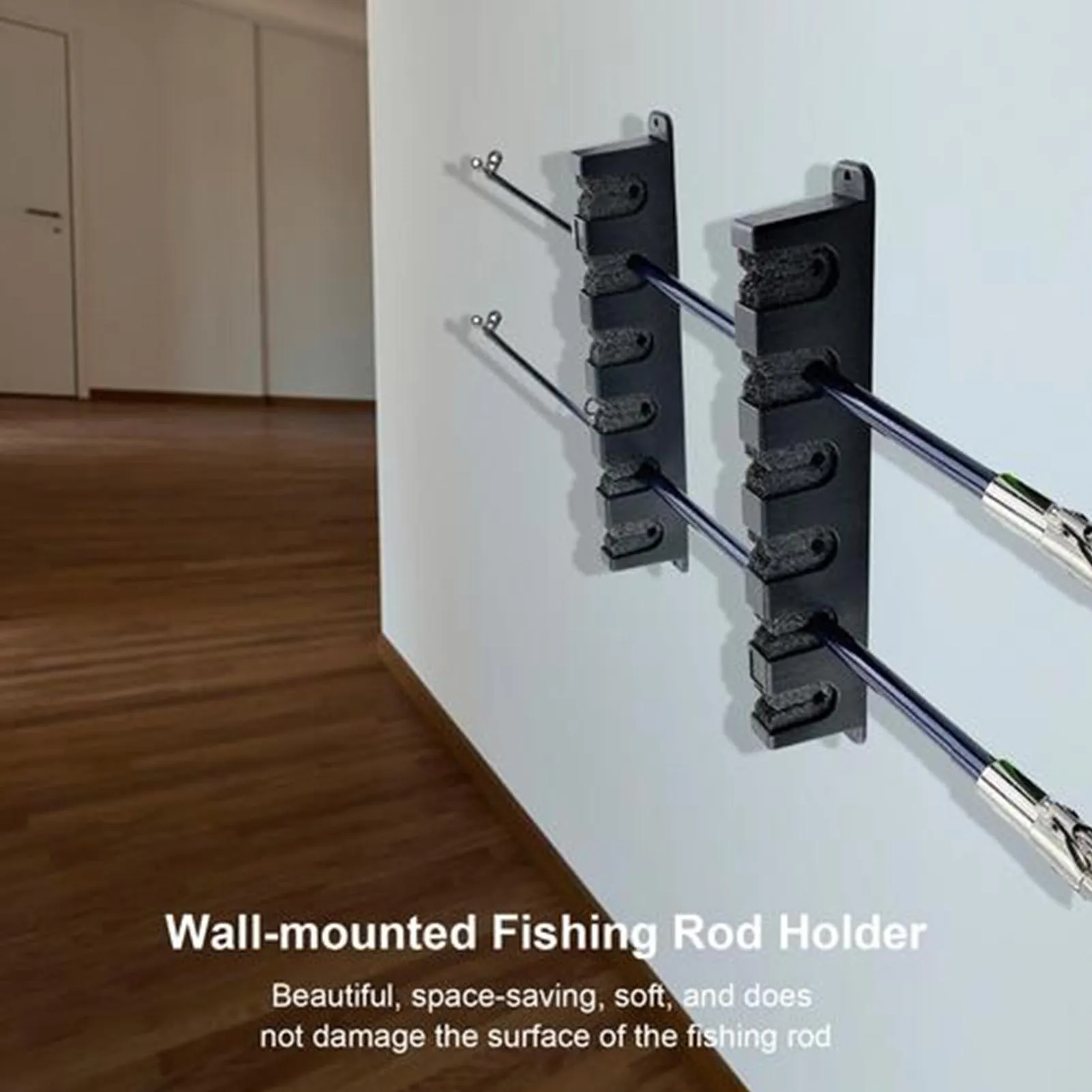 Fishing Vertical 3/4-Rod Rack Storage Wall Mount Fishing Rod Rack Vertical Horizontal Fishing Pole Holders For Garage Stand