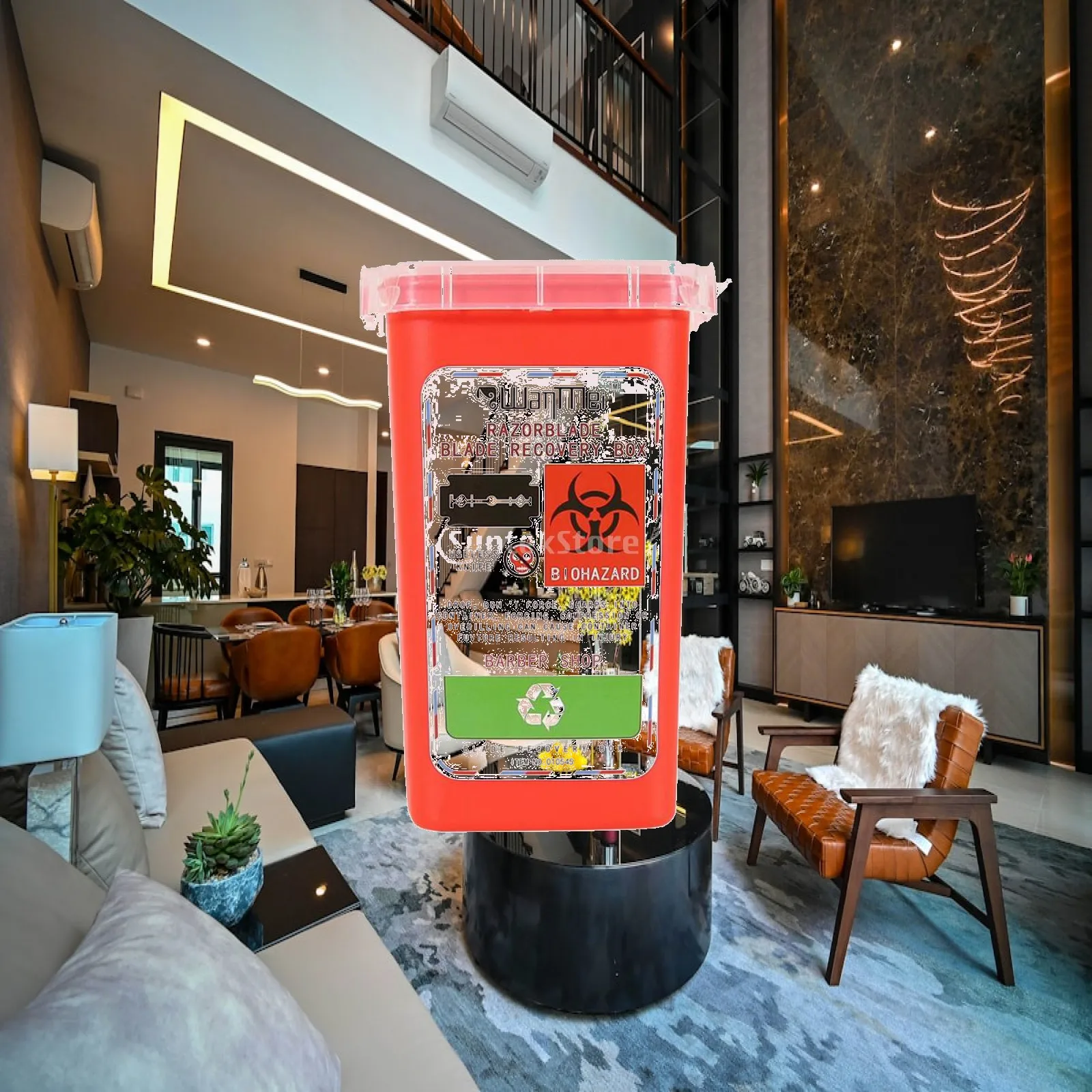 Needle Container Box Lockable Sharps Disposal Bin Durable Plastic Trash Can for Salon Spa Medical Use