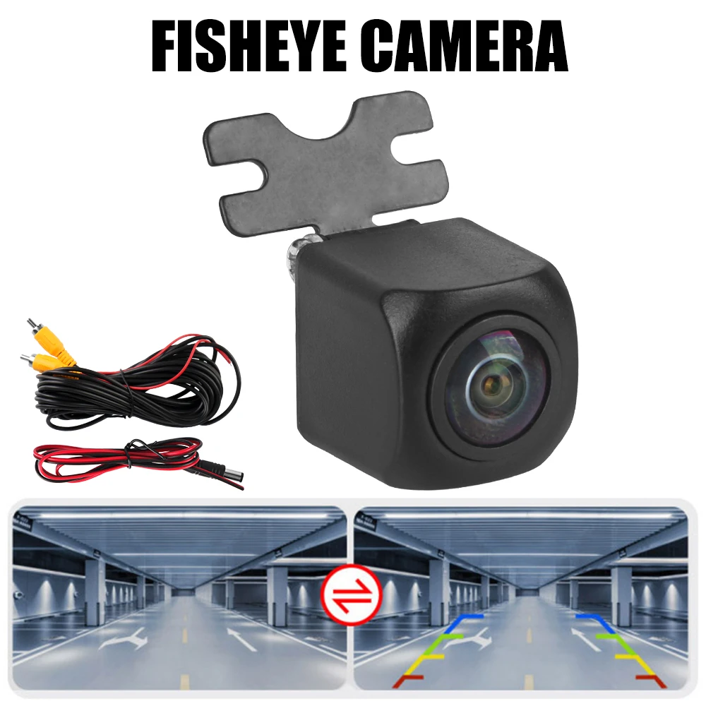 720P 170° Car Rear View Camera Mini Parking Monitoring Wide Angle Backup Camera Fisheye Car Night Vision AHD/CVBS