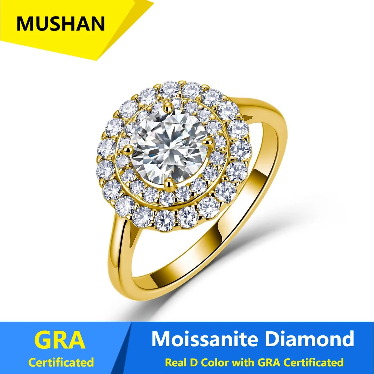 MUSHAN Luxury Jewelry 925 Sterling Silver Ring Band Women GRA Certificated Moissanite Diamond Emerald D Color Rings Fine Jewelry
