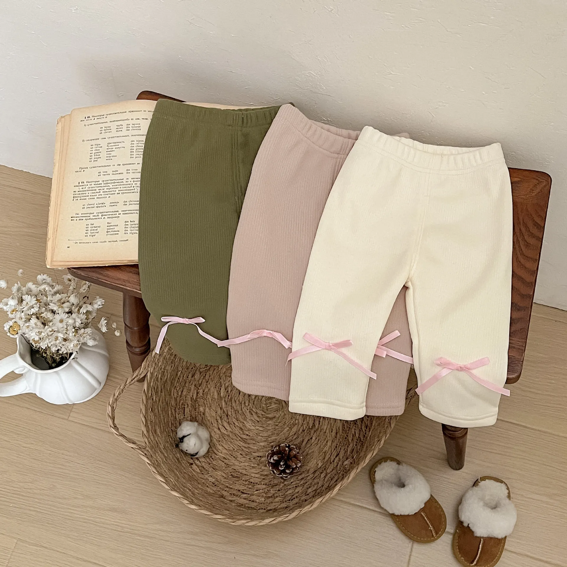 

Брюки, утепленные зимние брюки, верхняя одежда, однотонные, с бантом для девочек, детские однотонные, с бантом, весна-осень, мягкие, удобные