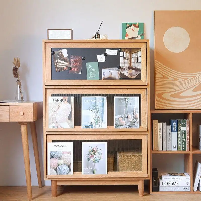 Simple solid wood bookcase Nordic bookshelf multi-functional small apartment locker