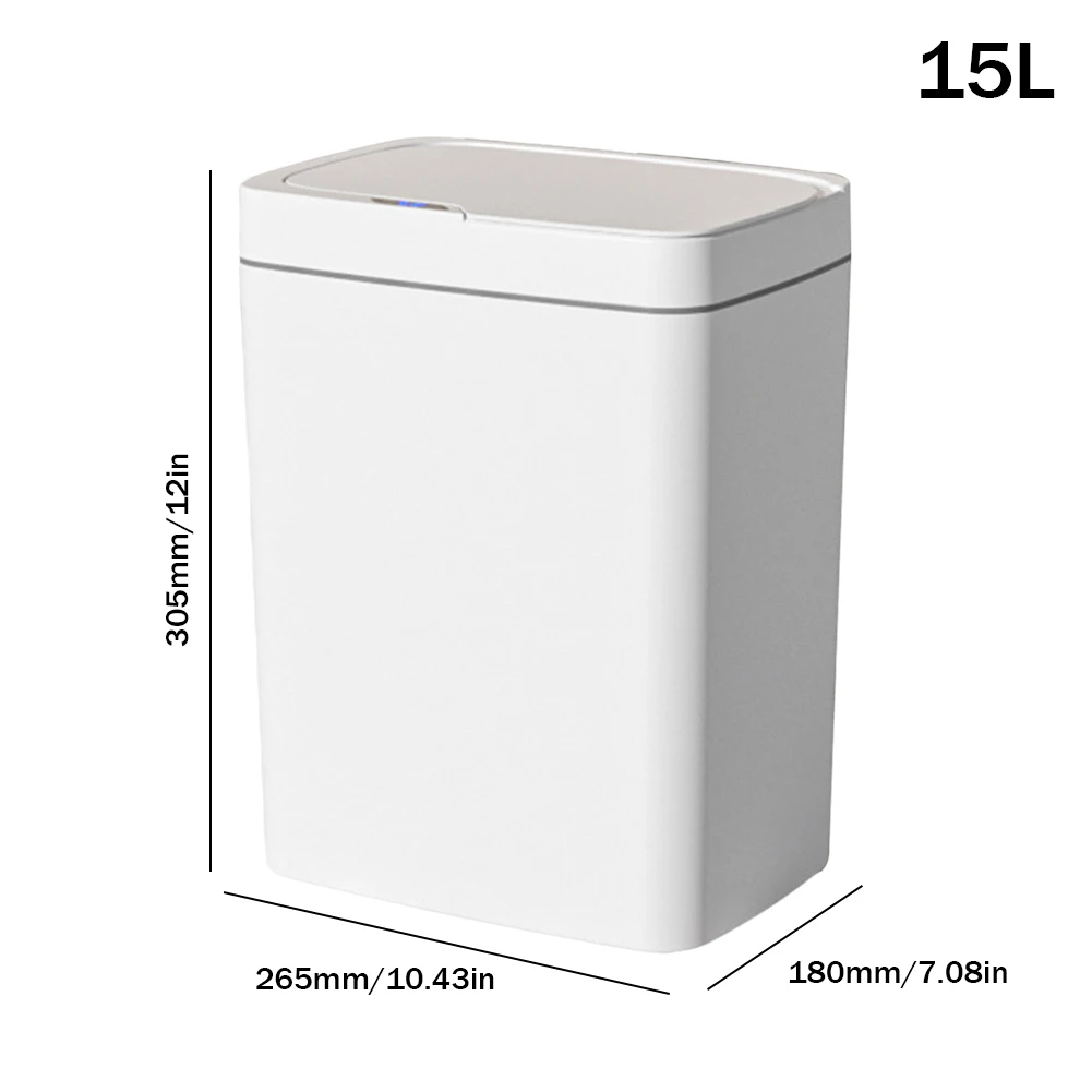 15/18L Automatic Trash Bin Quiet Electric Garbage Bin Rechargeable Auto Motion Sensor Rubbish Can for Kitchen Bathroom Bedroom