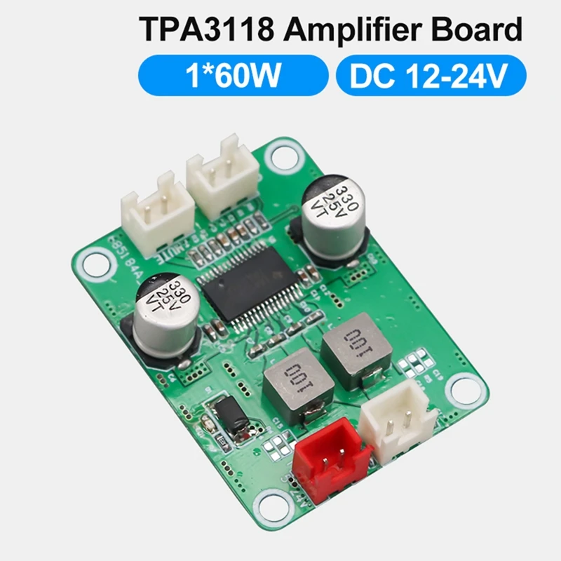 60W Mono Digital Audio Power Amplifier Board TPA3118 DC 12V-24V 4-8Ohm Class D Home Audio Amplifier Module