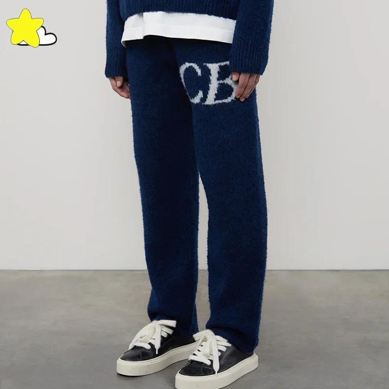 Тяжелая ткань Лучшее качество CB Logo Жаккардовые брюки на шнурке Мужчины Женщины Вязаные спортивные штаны Королевский Синий Зеленый