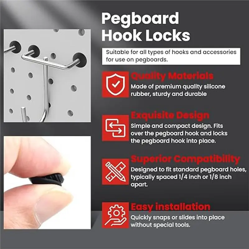 [ABFI!】 200Pcs For Stopping Hooks, Pegboard Hook Locks, Peg Board Locks Stoppers Fit For 1/4 Inch For Stopping Hooks From Fallin