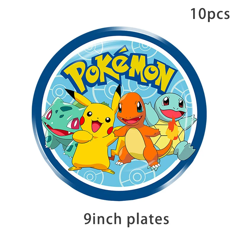 Pokemon Party Wegwerp Servies Set Bord Beker Servet Stro Tafelkleed voor Pikachu Verjaardagsfeestje Decoraties Benodigdheden