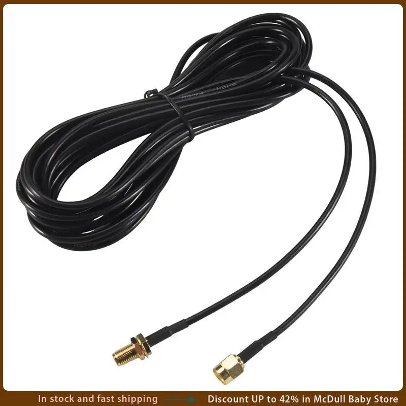 ABJA-Black RP-SMA Male To Female Wifi Antenna Connector Extension Cable