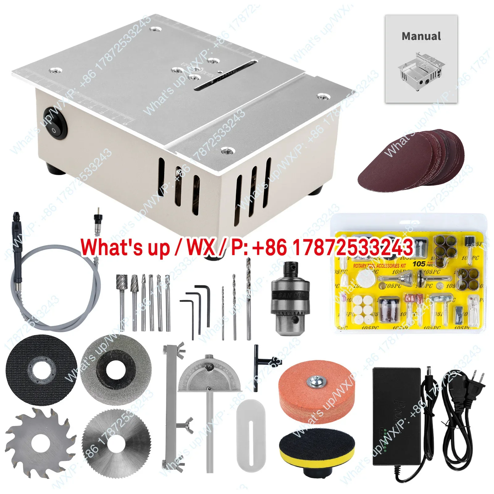 Double motor micro table saw DIY woodworking acrylic PVC electric saw polishing precision model saw small cutting machine