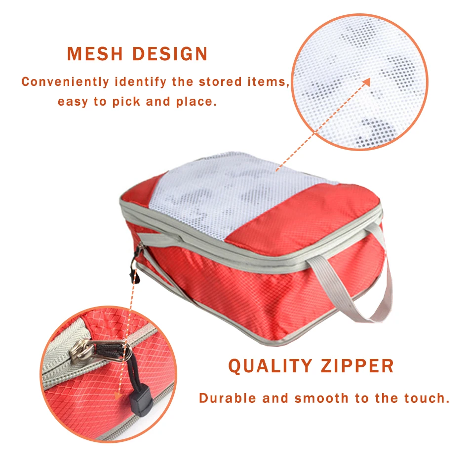 Travel Compression Packing Cubes Portable Luggage Organizer Storage Bags Shoes Bags With Mesh Lightweigh Foldable Handbag Pouch